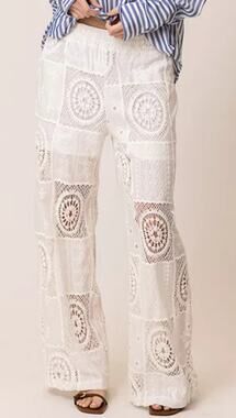 Line & Dot Women's Biva Quilted-Lace Pull-On Pants Size Large